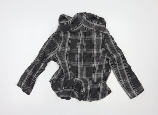 Ribbon Womens Grey Plaid Jacket Blazer Size 10 Zip