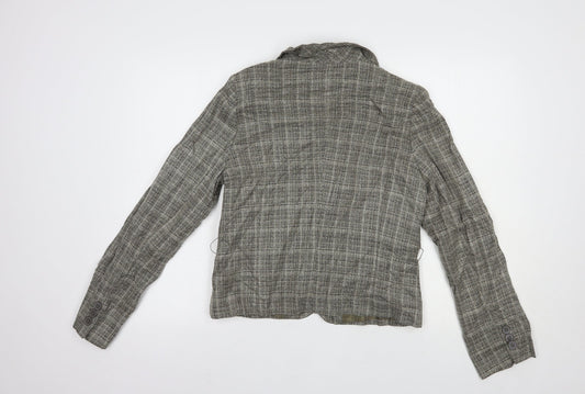 Atmosphere Womens Grey Plaid Jacket Blazer Size 12 Button