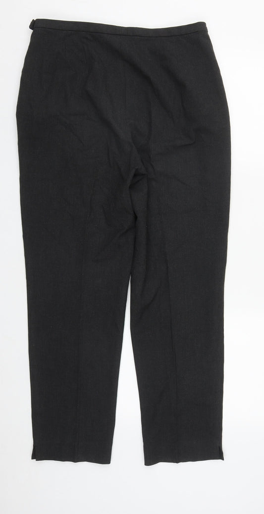 Marks and Spencer Womens Grey Cotton Trousers Size 16 L27 in Regular Zip