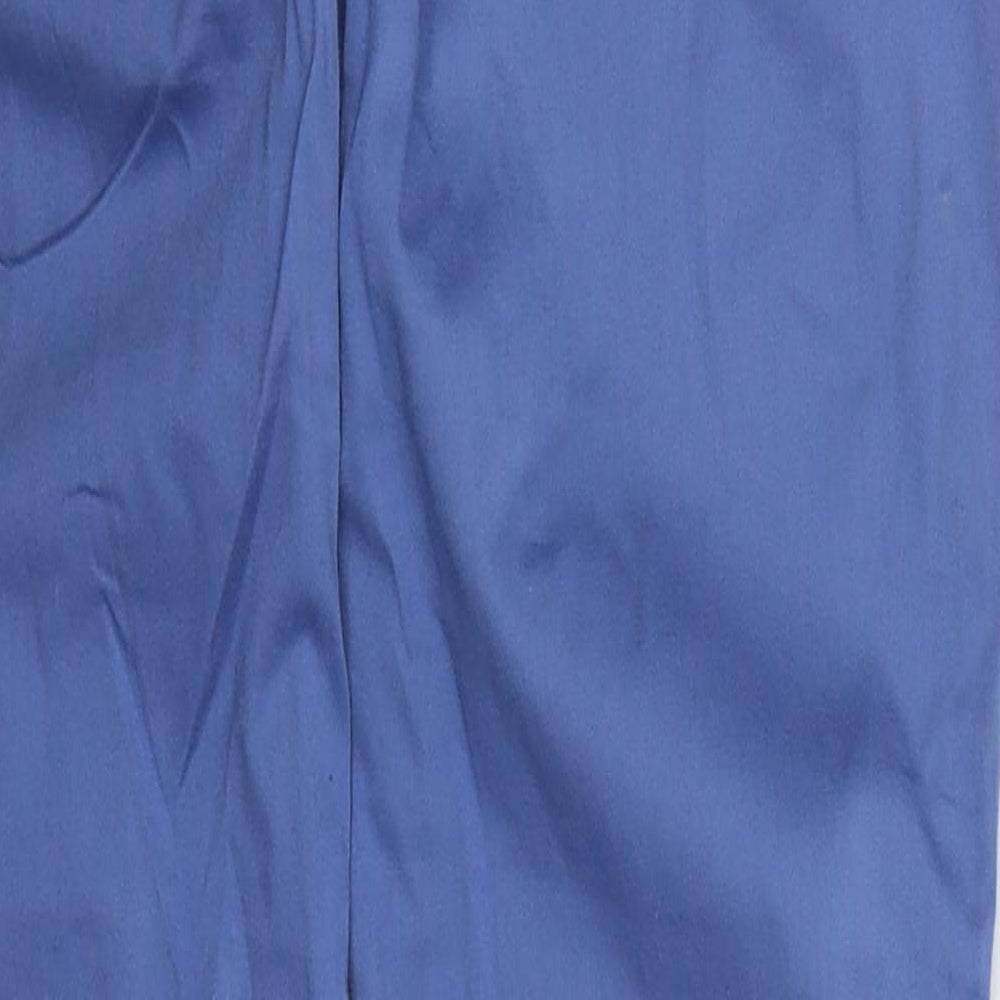NEXT Womens Blue Cotton Trousers Size 10 L30 in Regular Button