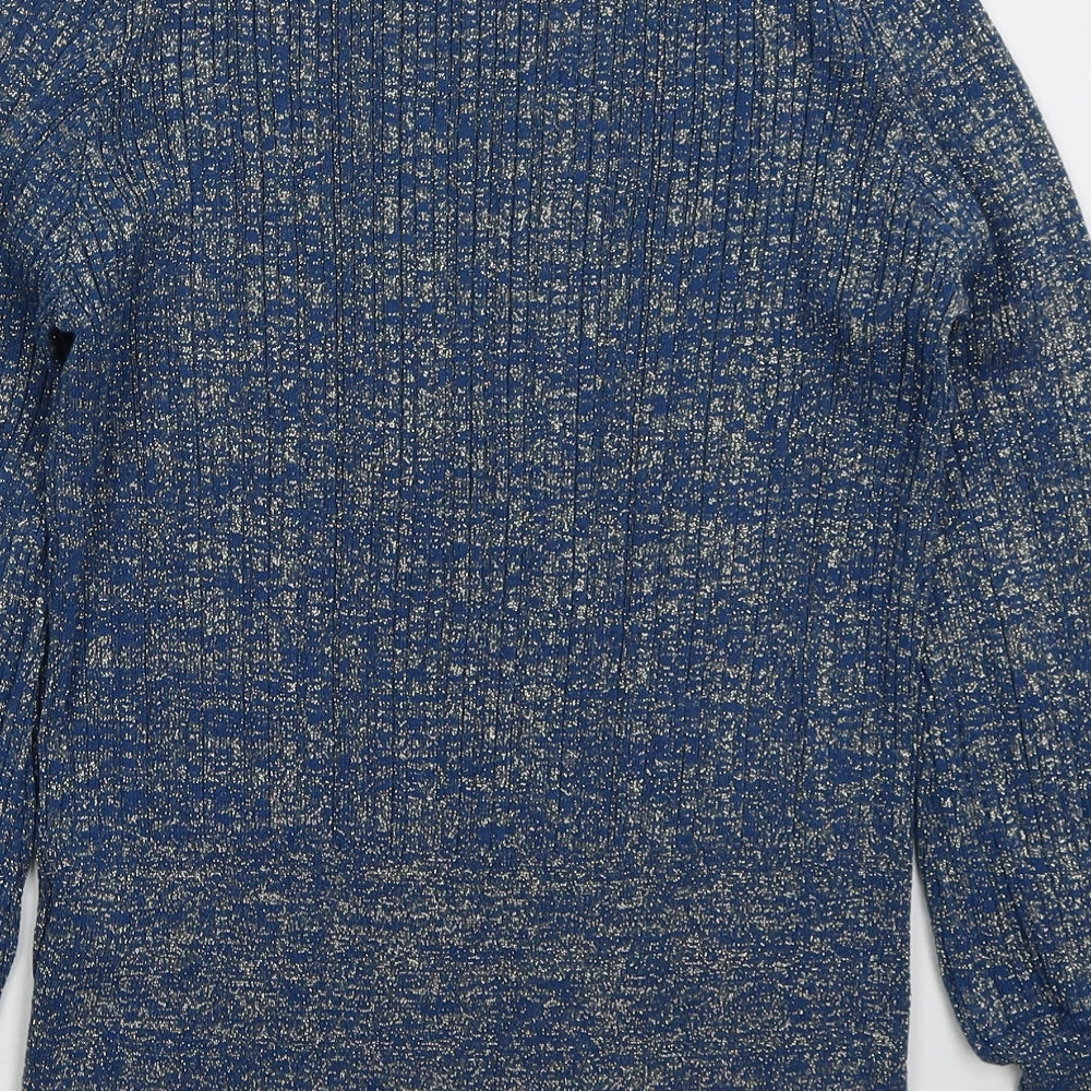 Marks and Spencer Womens Blue Boat Neck Viscose Pullover Jumper Size S