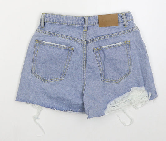 Missguided Womens Blue Cotton Hot Pants Shorts Size 26 in Regular Button