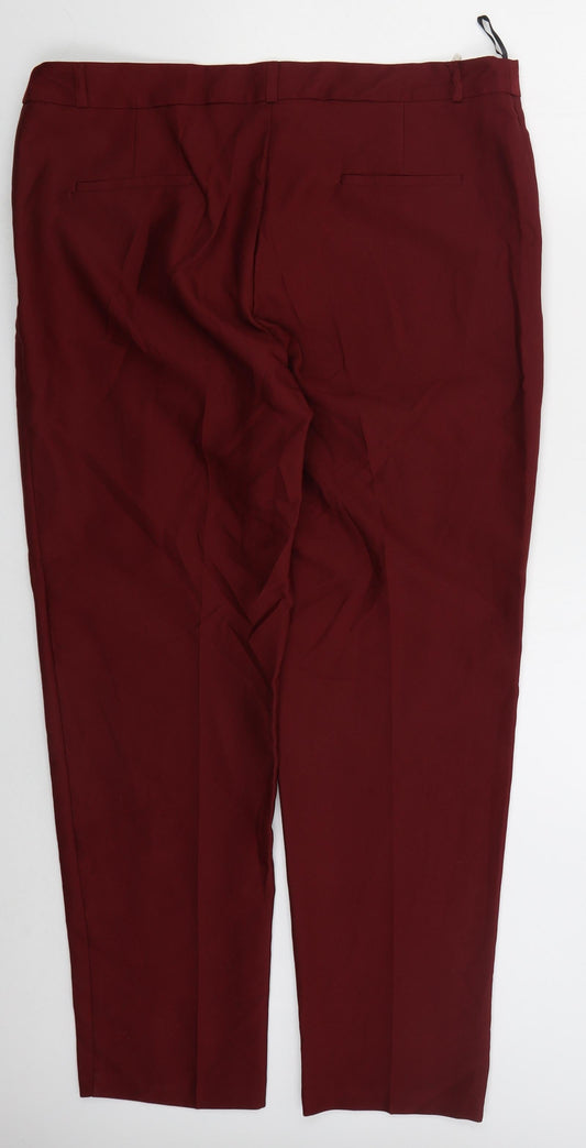 Iymes Womens Red Cotton Trousers Size 38 in L29 in Regular Button