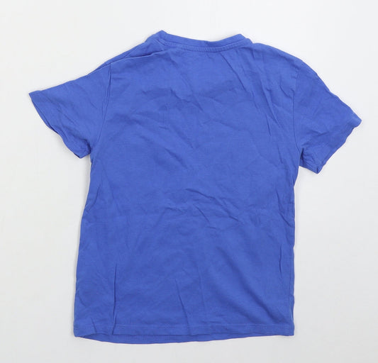 Primark Boys Blue Cotton Basic T-Shirt Size 5-6 Years Crew Neck Pullover - Team Player