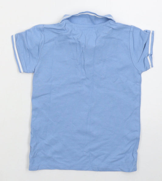 Jeff & co Boys Blue Cotton Basic Polo Size 5-6 Years Collared Pullover