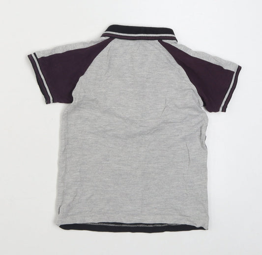Matalan Boys Grey Cotton Basic Polo Size 6 Years Collared Pullover
