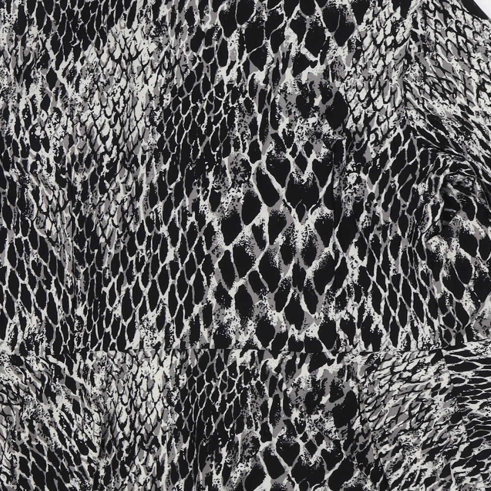 Roman Womens Black Animal Print Jacket Blazer Size 12