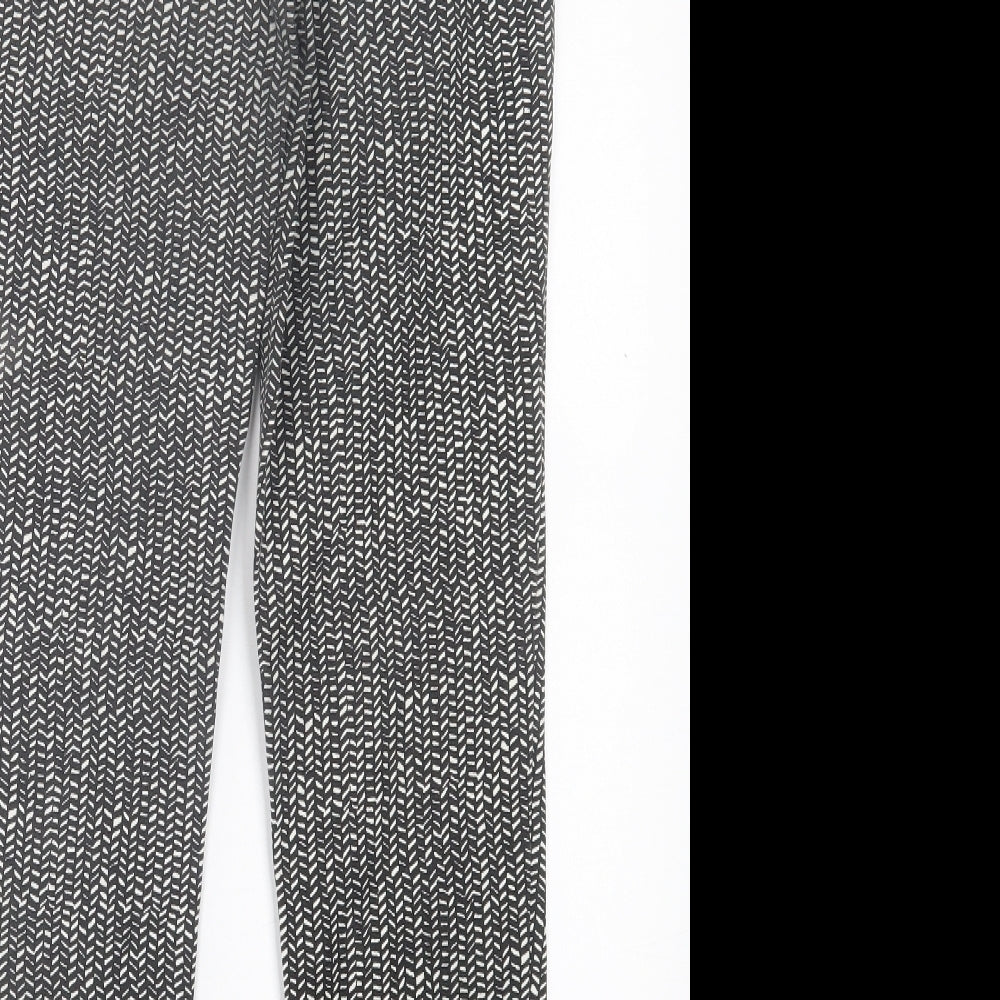 Phase Eight Womens Black Geometric Viscose Trousers Size 8 L27 in Regular Zip