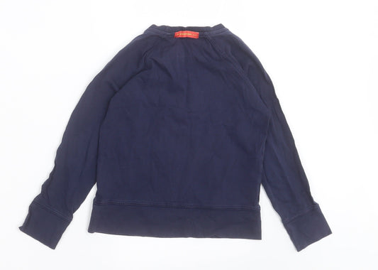 No Added Sugar Boys Blue Cotton Basic Casual Size 5-6 Years Crew Neck Pullover