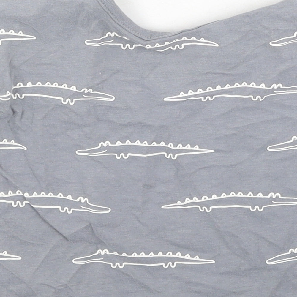George Boys Grey Cotton Basic T-Shirt Size 9-12 Months Round Neck - crocodiles