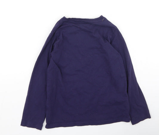 Jeff & Co Boys Blue Cotton Basic Casual Size 6-7 Years Round Neck