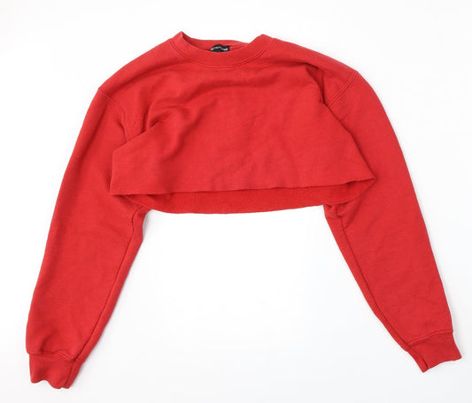 PRETTYLITTLETHING Womens Red Polyester Pullover Sweatshirt Size S
