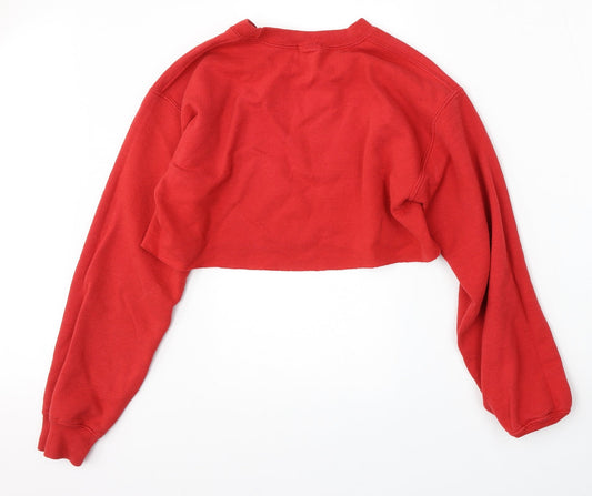 PRETTYLITTLETHING Womens Red Polyester Pullover Sweatshirt Size S