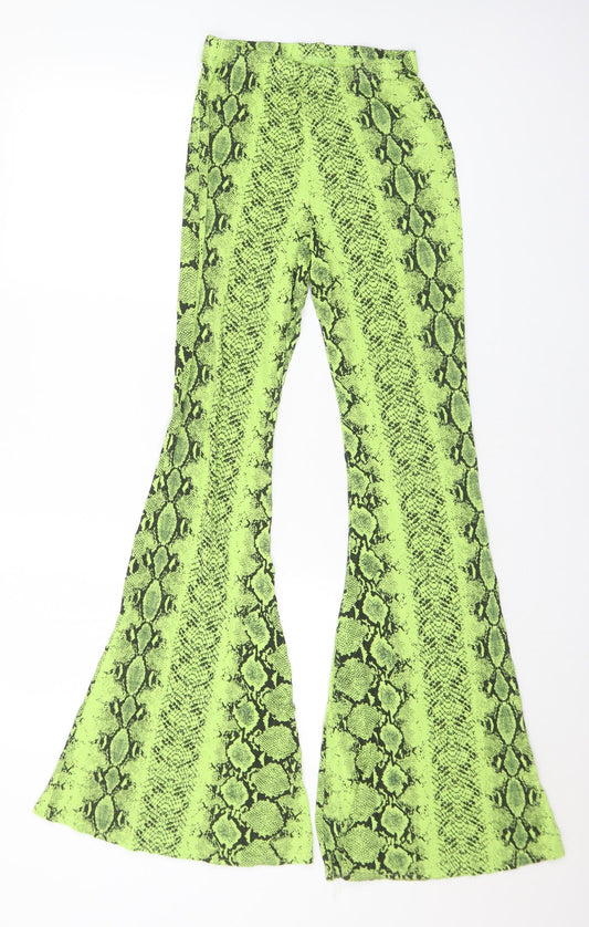 Boohoo Womens Yellow Animal Print Viscose Jogger Leggings Size 8 L33 in