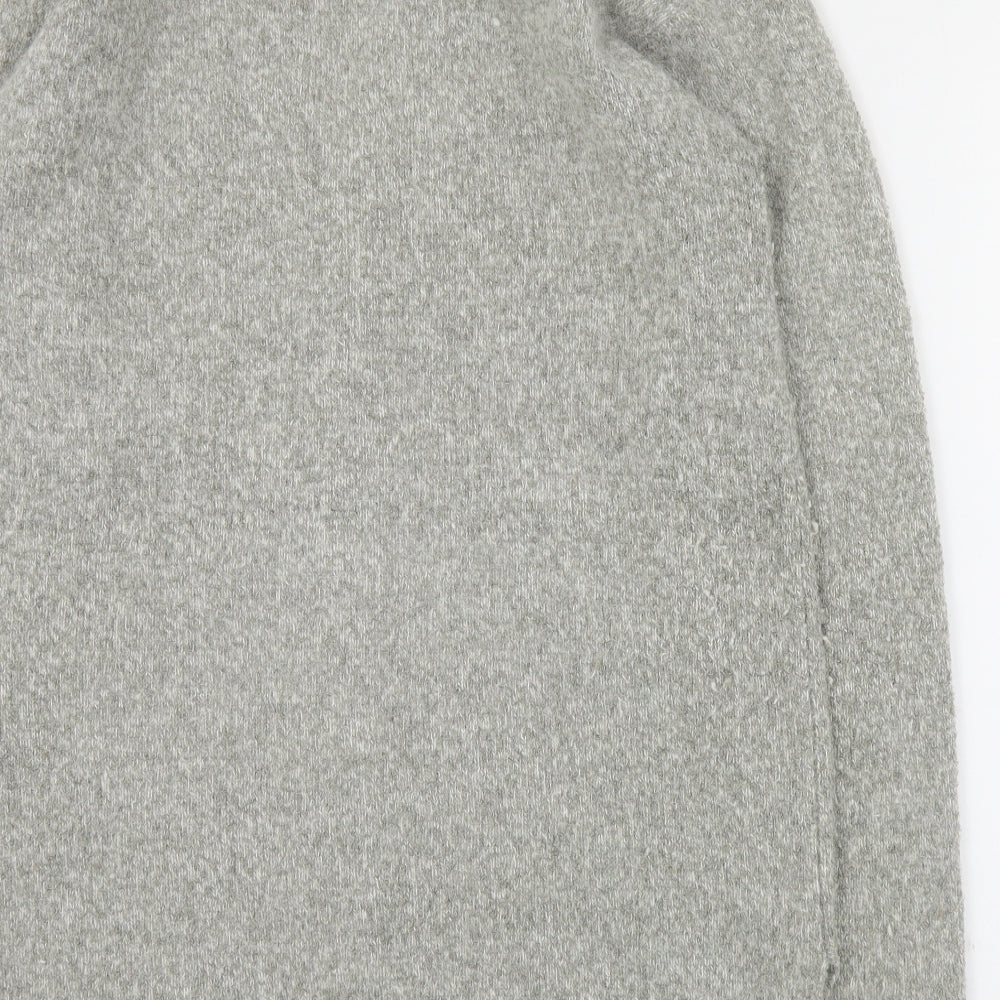 Roman Womens Grey V-Neck Nylon Cardigan Jumper Size S