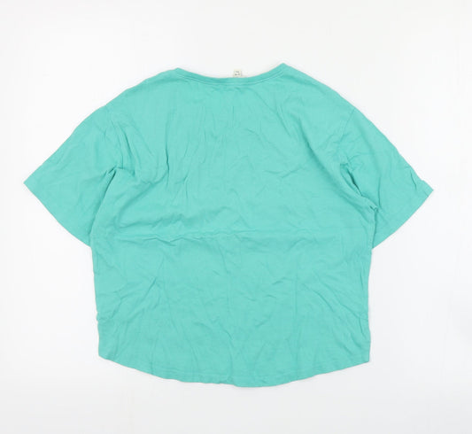 Miss Evie Girls Green Cotton Cropped T-Shirt Size 13-14 Years Crew Neck Pullover - Slogan