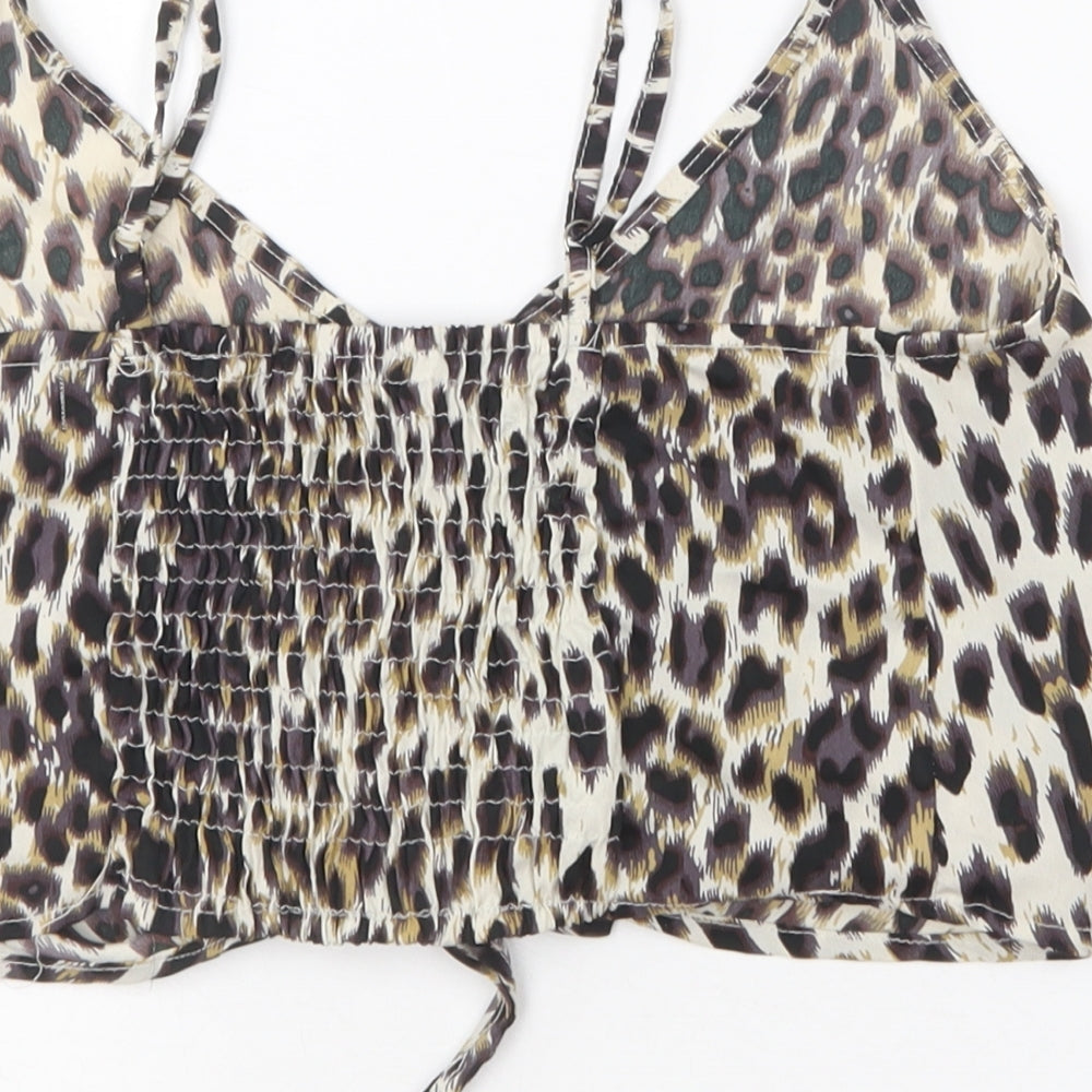 Chemistry Womens Multicoloured Animal Print Polyester Camisole T-Shirt Size 10 Square Neck