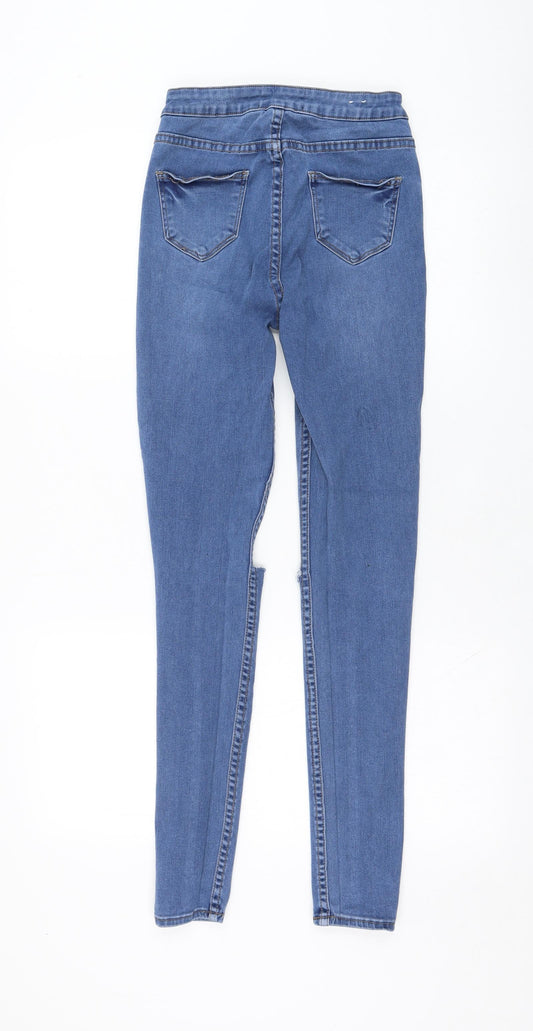 New Look Womens Blue Cotton Skinny Jeans Size 8 L29 in Regular Zip