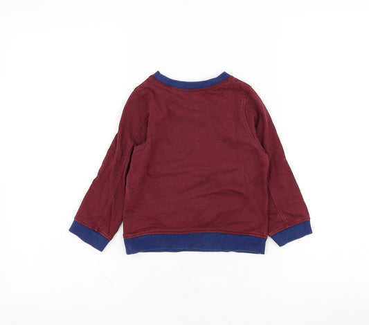 Mothercare Boys Red Cotton Pullover Sweatshirt Size 2-3 Years Pullover - Happy little chappy