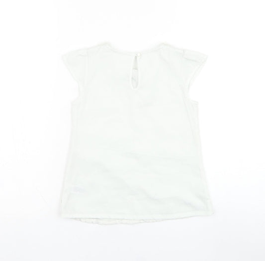 Dunnes Stores Girls Ivory Polyester Basic Tank Size 8 Years Collared Pullover - Flower