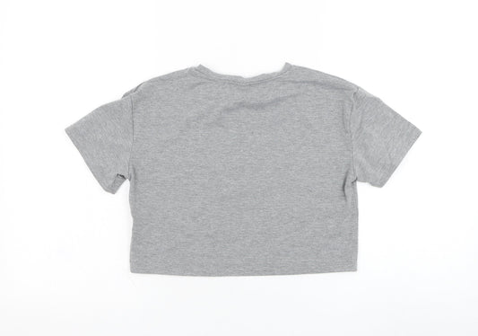 SheIn Girls Grey Polyester Basic T-Shirt Size 12-13 Years Round Neck Pullover - C'est La Vie