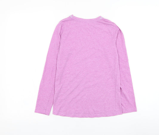 Dunnes Stores Girls Pink Cotton Pullover T-Shirt Size 9-10 Years Round Neck Pullover - Llama
