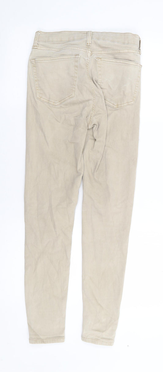 Topshop Womens Beige Cotton Skinny Jeans Size 28 L27 in Regular Zip