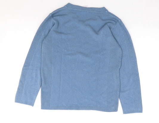 M&Co Boys Blue V-Neck Acrylic Pullover Jumper Size 8-9 Years Pullover - School Wear