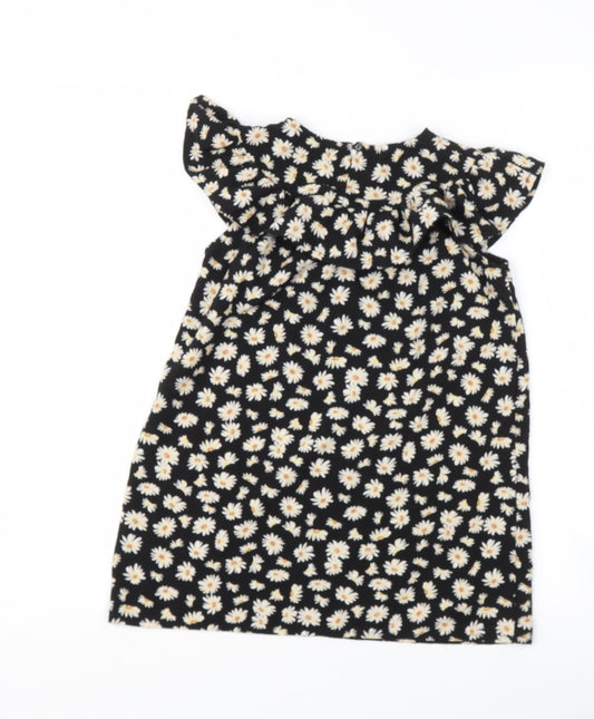 sien Girls Black Floral Polyester Ball Gown Size 4 Years Round Neck