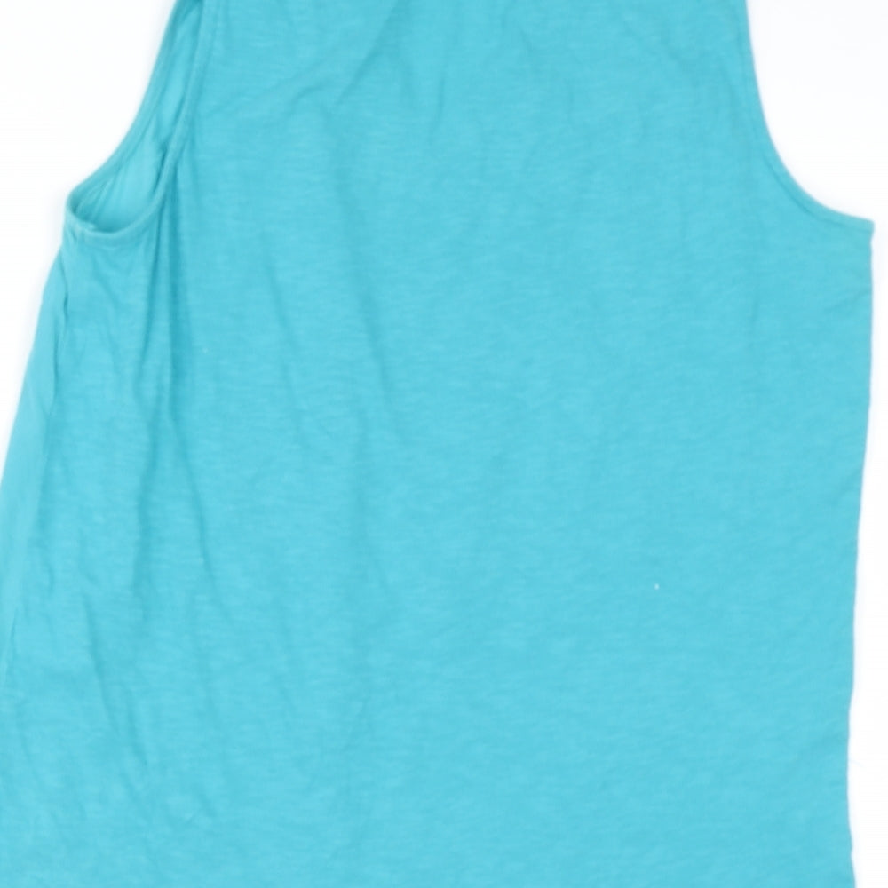 NEXT Womens Blue Cotton Basic Blouse Size 8 V-Neck