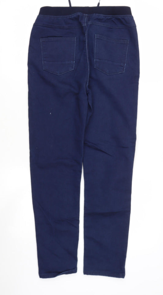 Dunnes Stores Womens Blue Cotton Harem Trousers Size M L27 in Regular