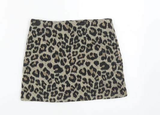 NEXT Girls Multicoloured Animal Print Polyester A-Line Skirt Size 9 Years Regular Zip