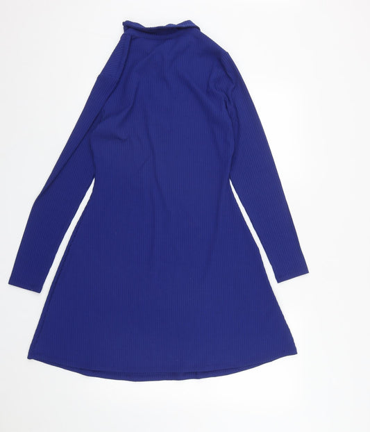 Primark Womens Blue Polyester Shirt Dress Size S Collared Zip
