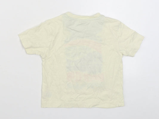 NEXT Boys Ivory 100% Cotton Basic T-Shirt Size 9-12 Months Round Neck Pullover