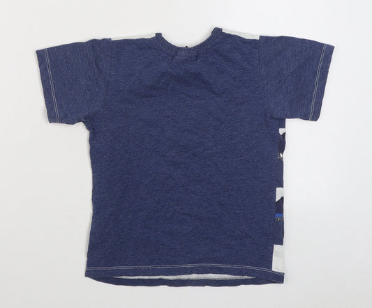 Revbel Boys Blue Cotton Basic T-Shirt Size 6-7 Years Round Neck Pullover