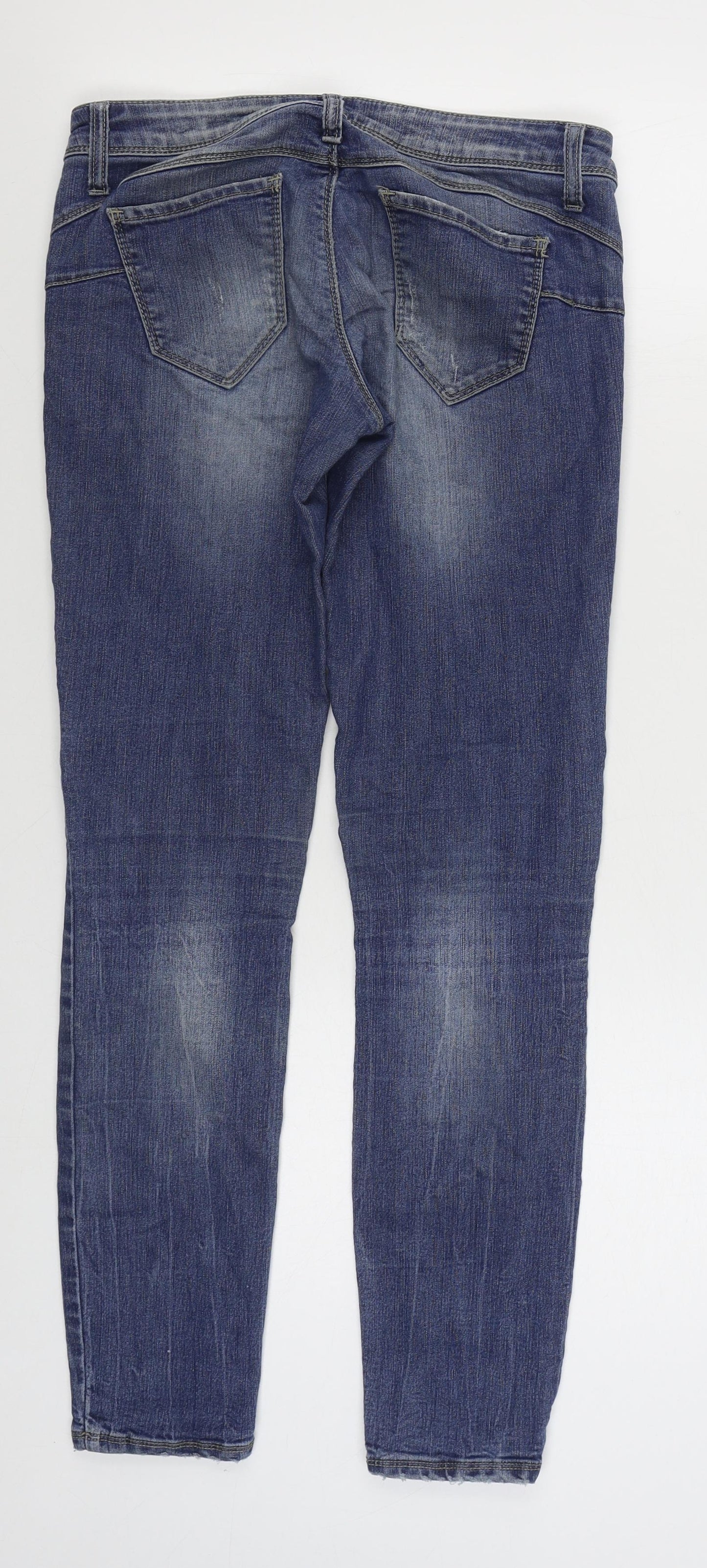 UNITED COLOURS OF BENETTON Mens Blue  Cotton Skinny Jeans Size 28 in L30 in Regular Zip