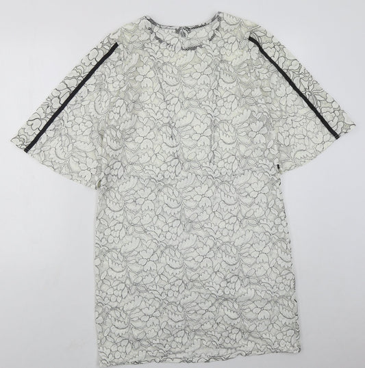 River Island Womens White Polyester A-Line Size 12 Round Neck Pullover
