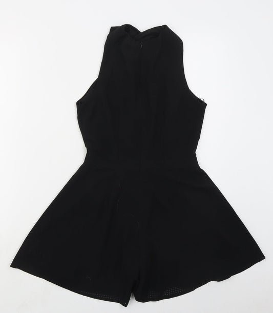 Topshop Womens Black Polyester Playsuit One-Piece Size 8 L3 in Zip