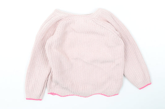 Primark Girls Pink Cotton Pullover Jumper Size 24 Months