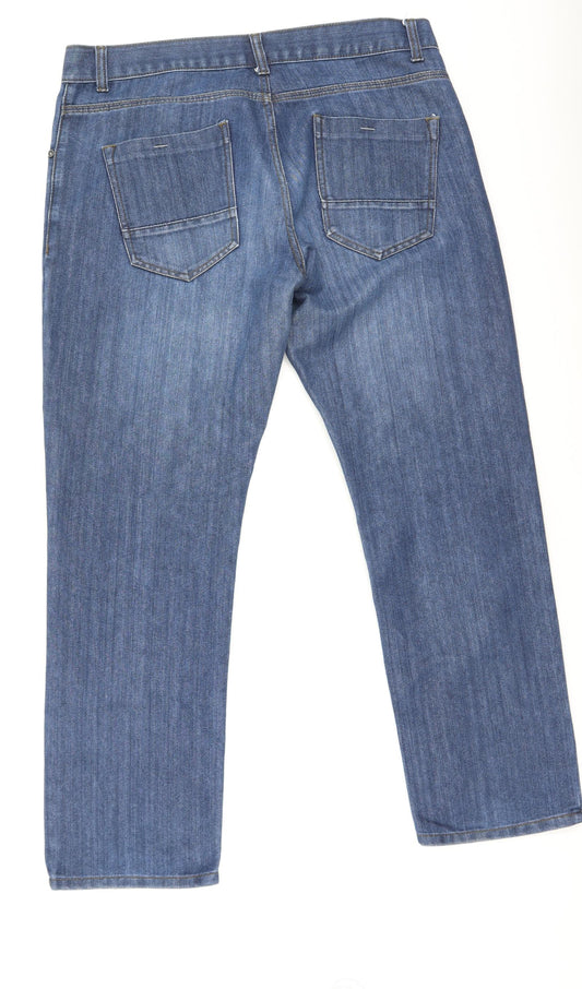 Preworn Womens Blue Cotton Straight Jeans Size 36 L31 in Regular
