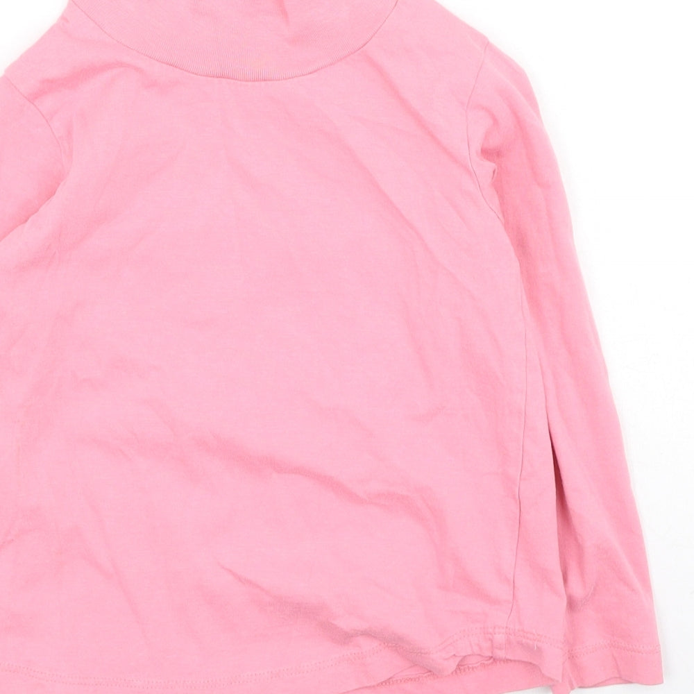 Dunnes Stores Girls Pink Cotton Basic Blouse Size 3-4 Years High Neck