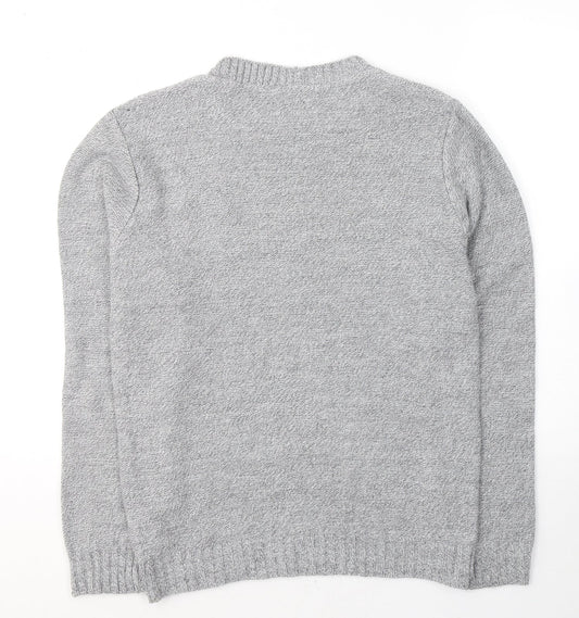 Boohoo Mens Grey Round Neck Acrylic Pullover Jumper Size M