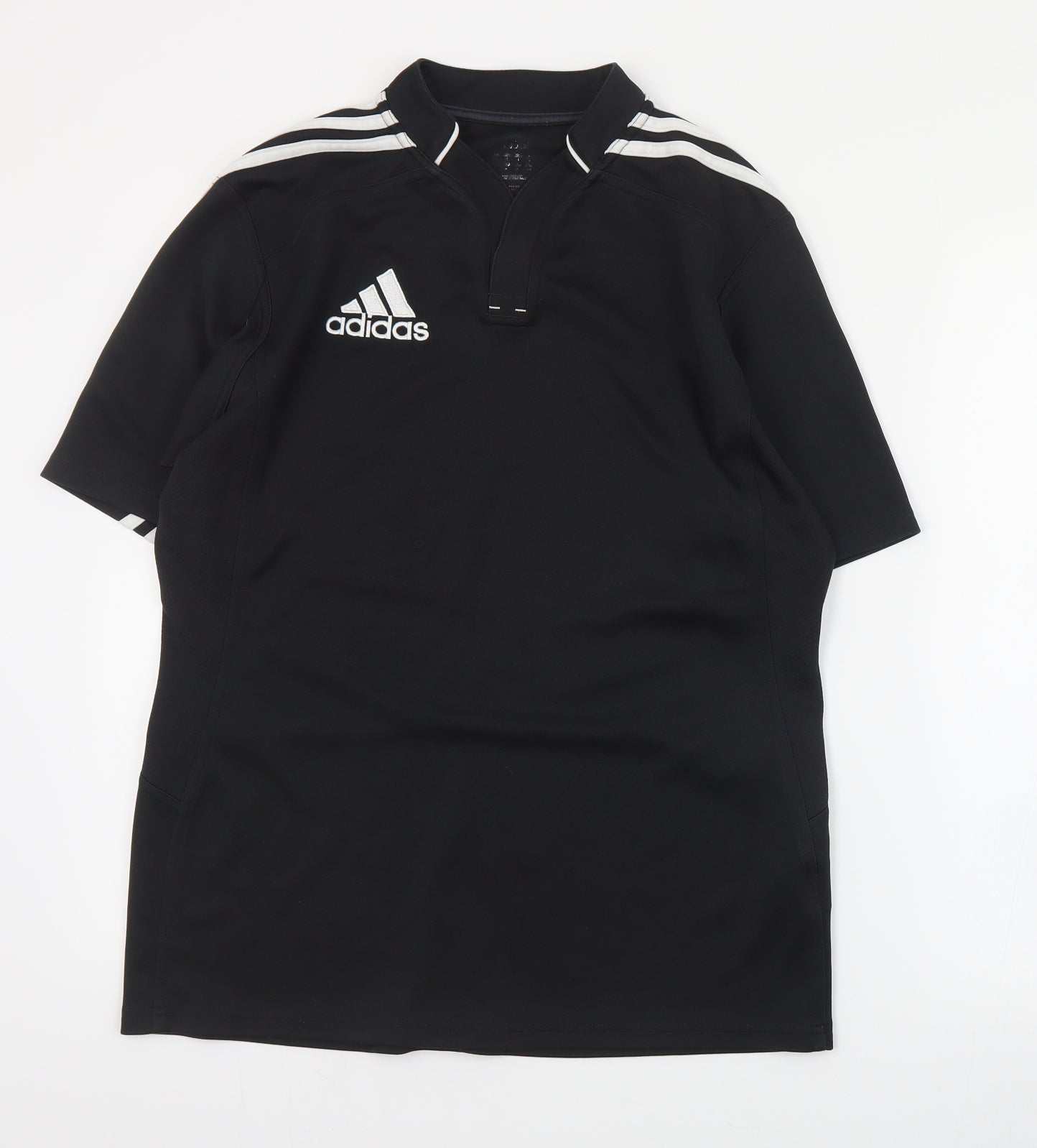 adidas Mens Black Polyester T-Shirt Size S V-Neck