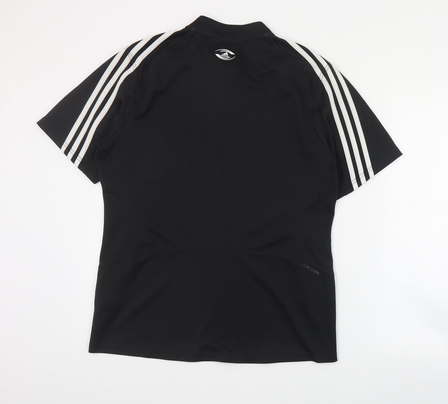 adidas Mens Black Polyester T-Shirt Size S V-Neck