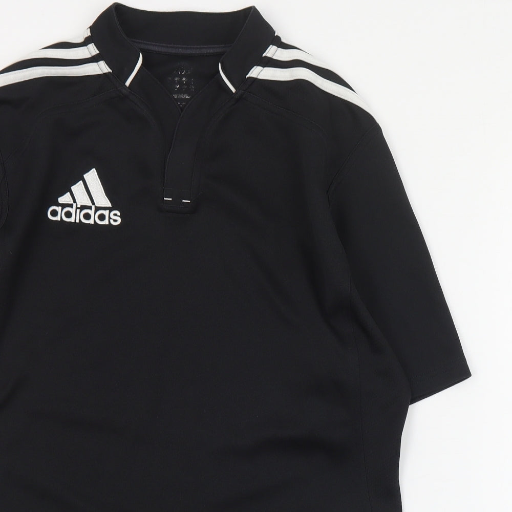 adidas Mens Black Polyester T-Shirt Size S V-Neck