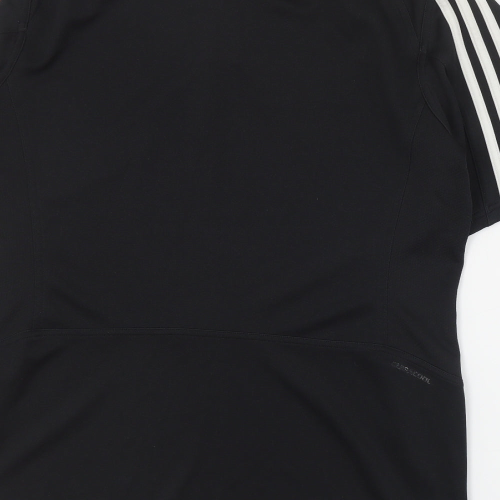 adidas Mens Black Polyester T-Shirt Size S V-Neck