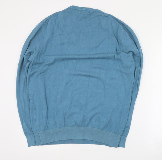 Dunnes Mens Blue Round Neck Viscose Pullover Jumper Size L