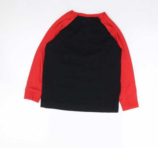 Preworn Boys Black Solid Cotton Pyjama Top Size 7 Years Pullover - Match Attack, Football