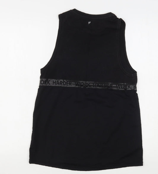 Workout Womens Black Cotton Basic Tank Size 10 Round Neck