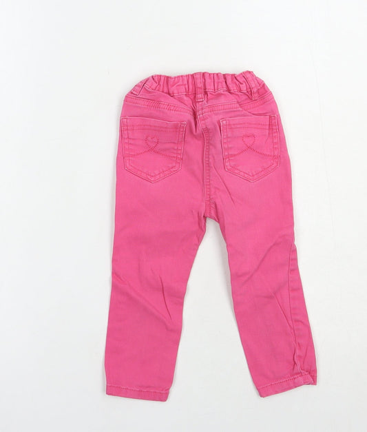 Denim Co. Baby Pink Cotton Jogger Jeans Size 18-24 Months Snap